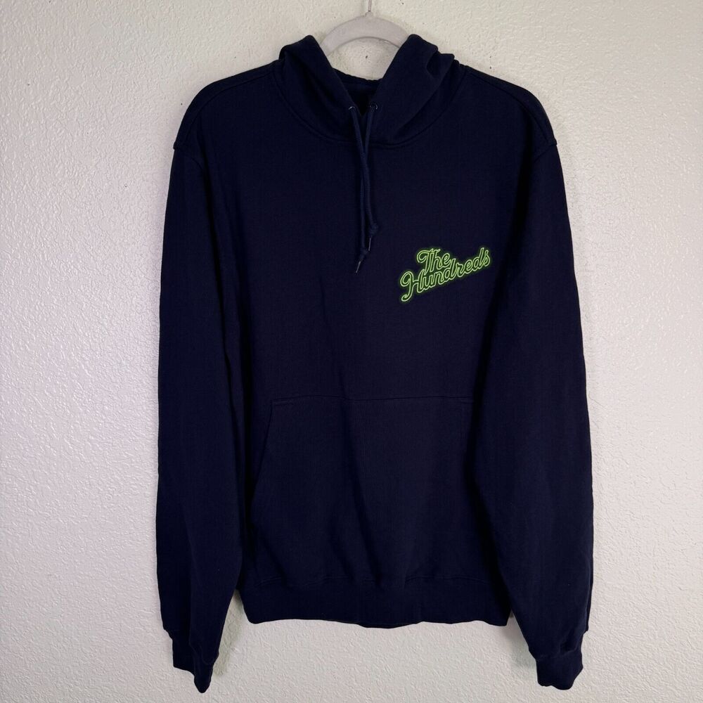 The Hundreds Hoodie Men Small Slant Logo Pullover Sweater Streetwear Skate Blue - Picture 2 of 10